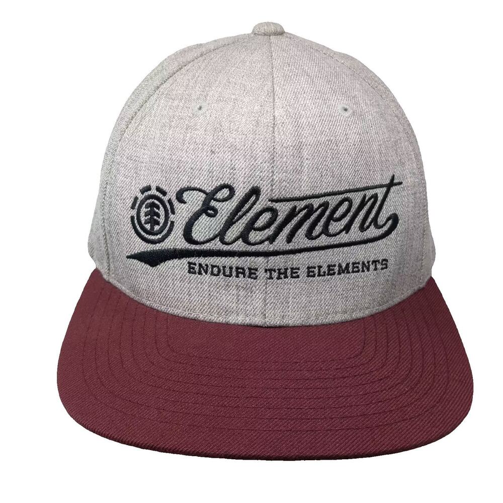 Element Snapback Hat Gray Red OS Embroidered Flat Brim Wool Blend Adjustable
